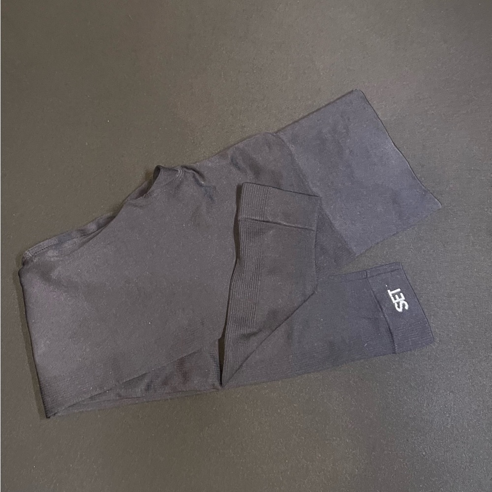 Women Set Active Sculptflex Ribbed Black S Leggings